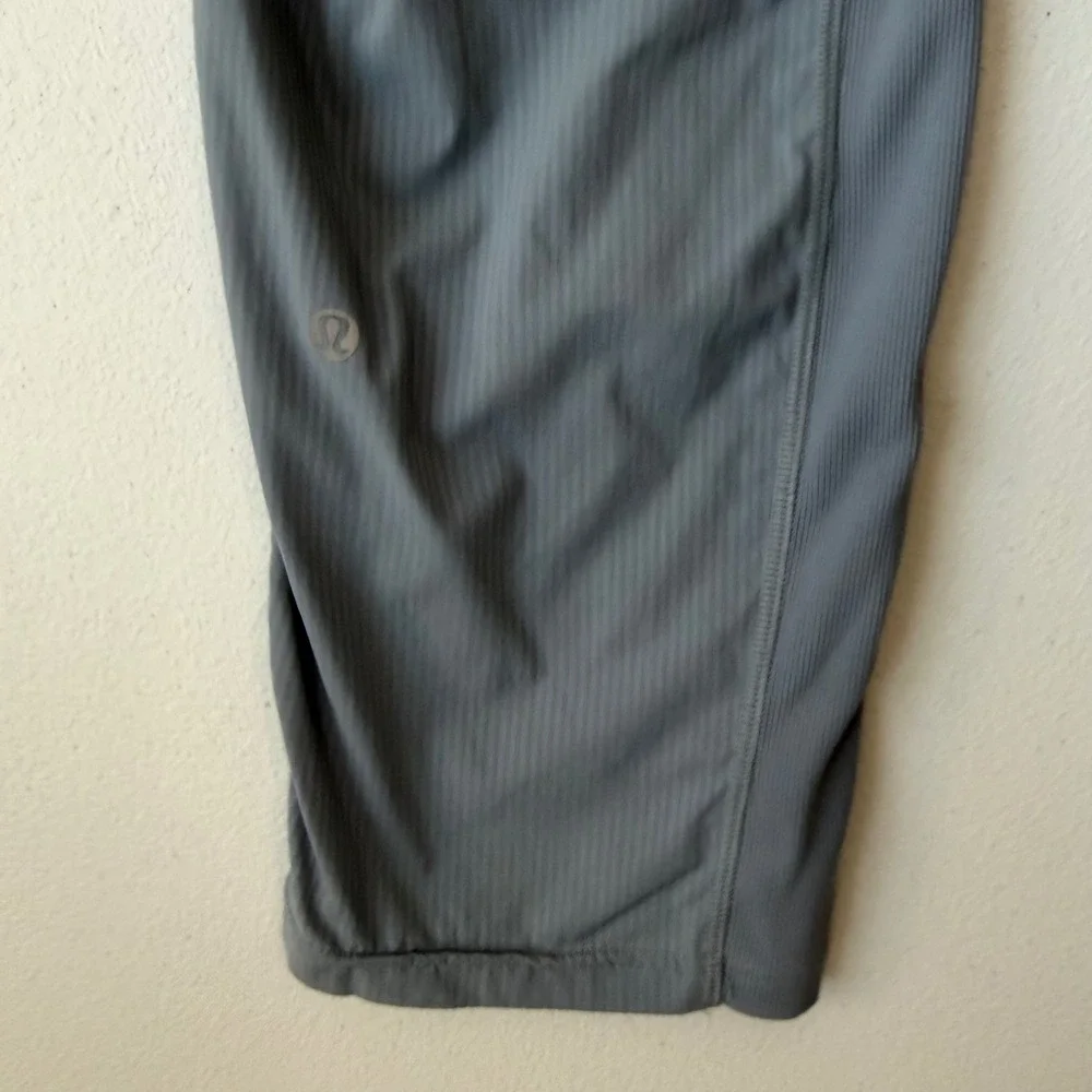 Lululemon Dance Studio Crop Pants 8 Blue Gray Ribbed Drawstring Joggers Active